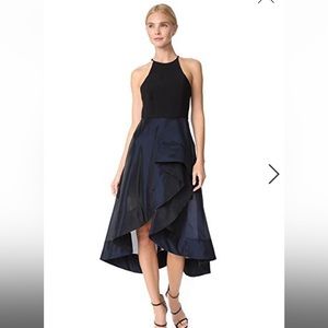 High-Neck Sleeveless Cocktail Dress w/ Flounce Skirt
